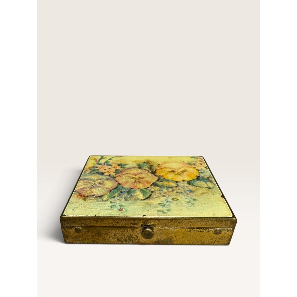 Vintage Rex Fifth Avenue Powder Compact Floral Art Nouveau Vanity 1940s